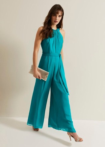 Phase Eight Susanna Silk Jumpsuit Green Canada | CHDNIV-942